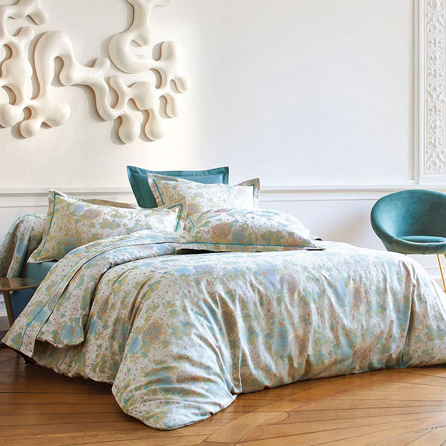 Housse de couette fleurie bleu fleurs de cerisiers - LIAKI